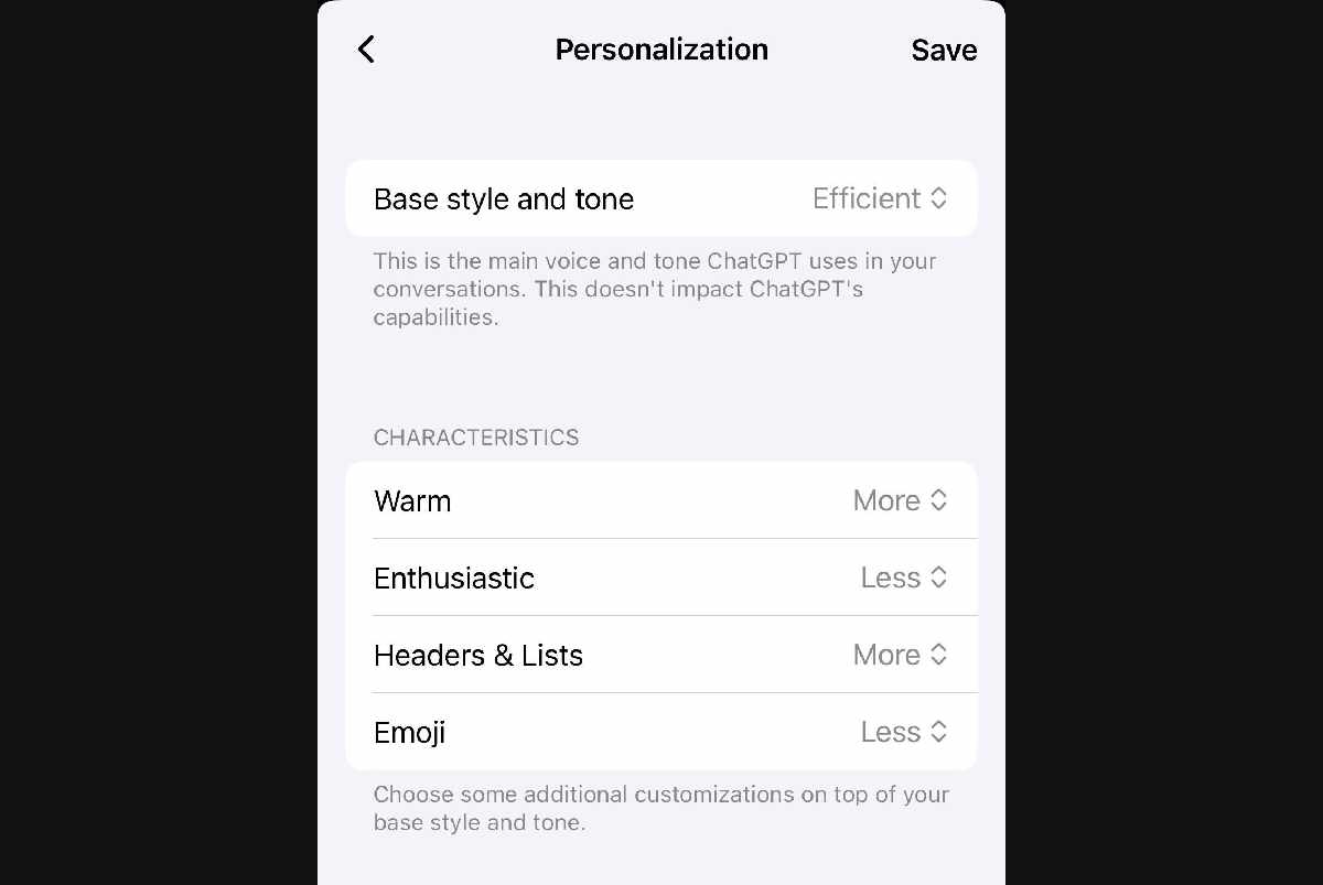 chatgpt personalization settings