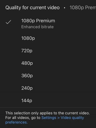 YouTube testing "1080p Premium" video quality tier on mobile