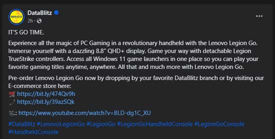 Datablitz Lenovo Legion Go Pre-order announcement