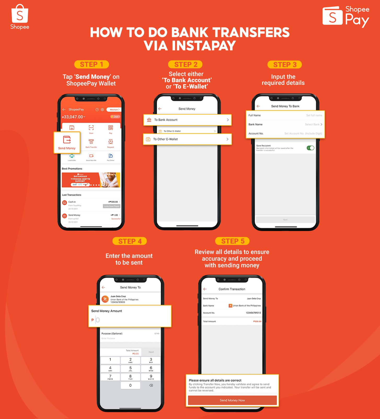 How to transfer money from ShopeePay to other banks or e-wallets via instaPay 
