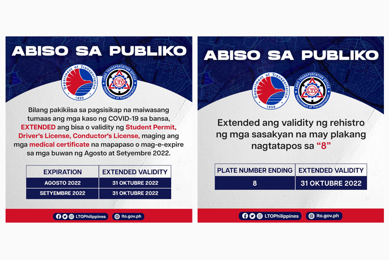 LTO extends driver's license validity and car registration for one month