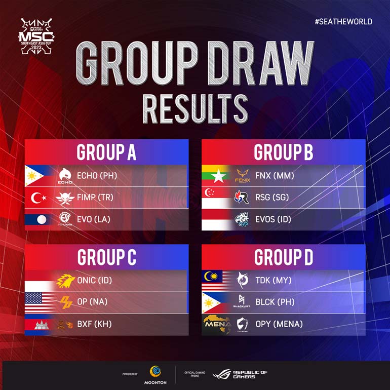 MSC Southeast Asia Cup 2023 Group Draw Results