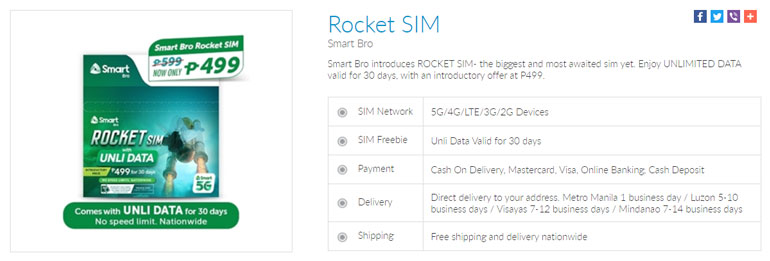 Smart Bro Rocket SIM with 30 Day Unli Data launched