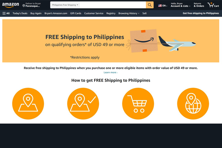amazon free delivery philippines