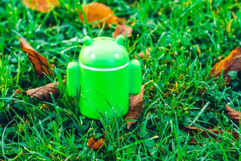 android on grass