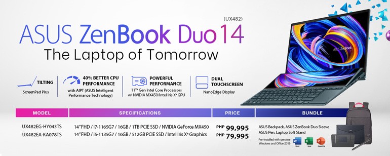 ASUS ZenBook 14 Duo UX482 Price in the Philippines
