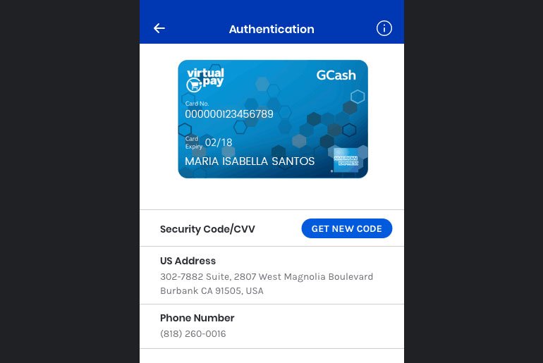 GCash AMEX Virtual Pay debit card