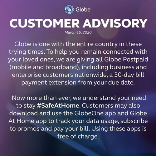 Globe 30 day payment extension
