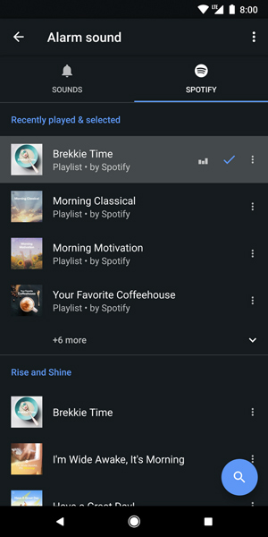 google clock alarm spotify