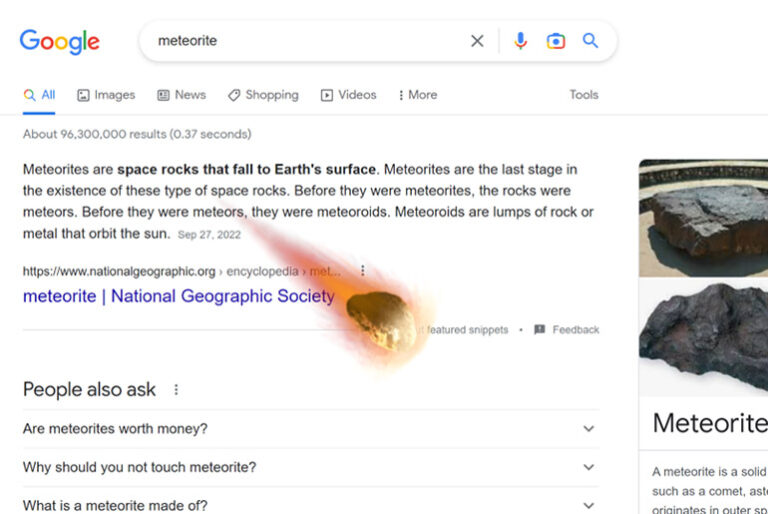 Google meteorite easter egg