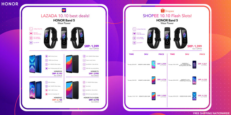 Honor Shopee Lazada 10.10