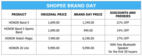 Honor Brand Day Sale on Shopee