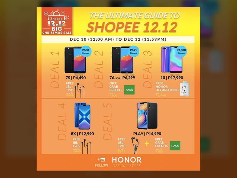 Honor promos at the Shopee 12 12 Big Christmas Sale Honor promos at the Shopee 12 12 Big Christmas Sale