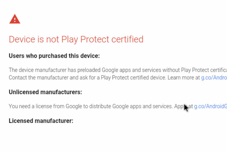 How to Fix Device is not Play Protect certified