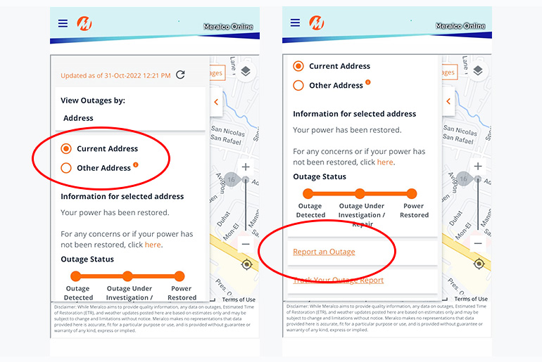 How to report meralco power outage