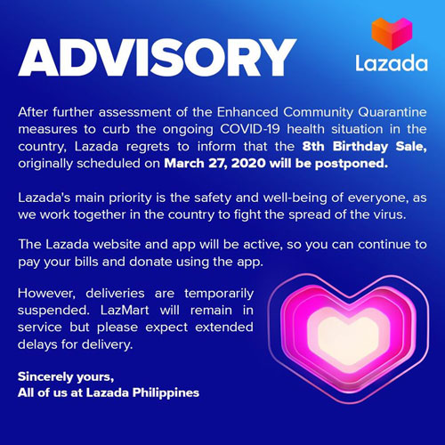 Lazada cancels birthday sale