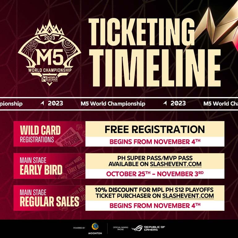 M5 World Championship Ticketing Schedule