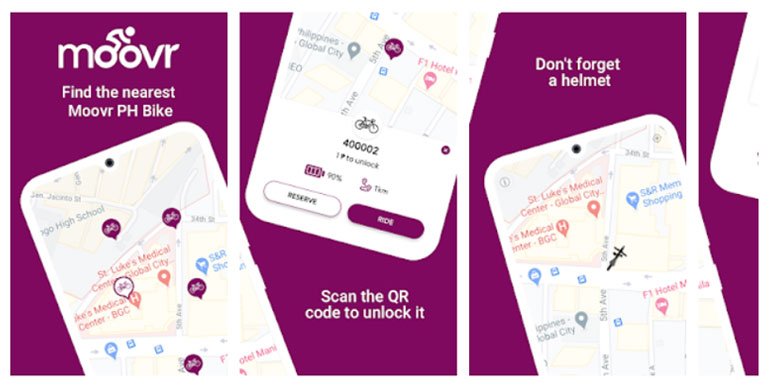 Moovr PH e-scooter and bicycle sharing app
