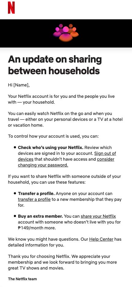 Netflix Password Sharing Email