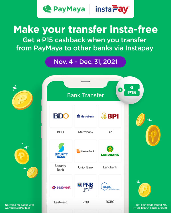 PayMaya Instapay Transfer Fee