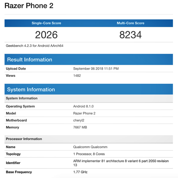 razer phone 2 specs leak