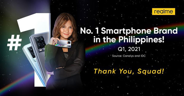 realme number one smartphone brand Philippines Q1 2021