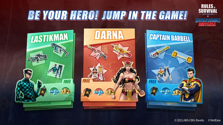 Rules of Survival Darna, Captain Barbell, Lastikman