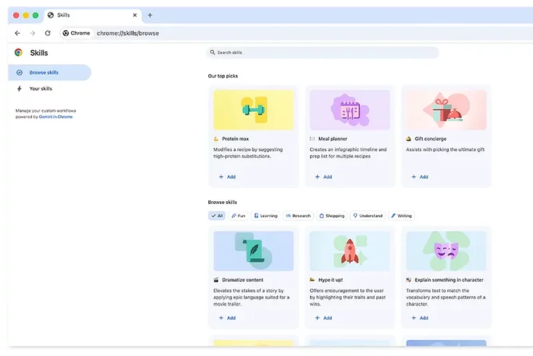 Chrome’s new Skills feature saves AI prompts as shortcuts skills in chrome
