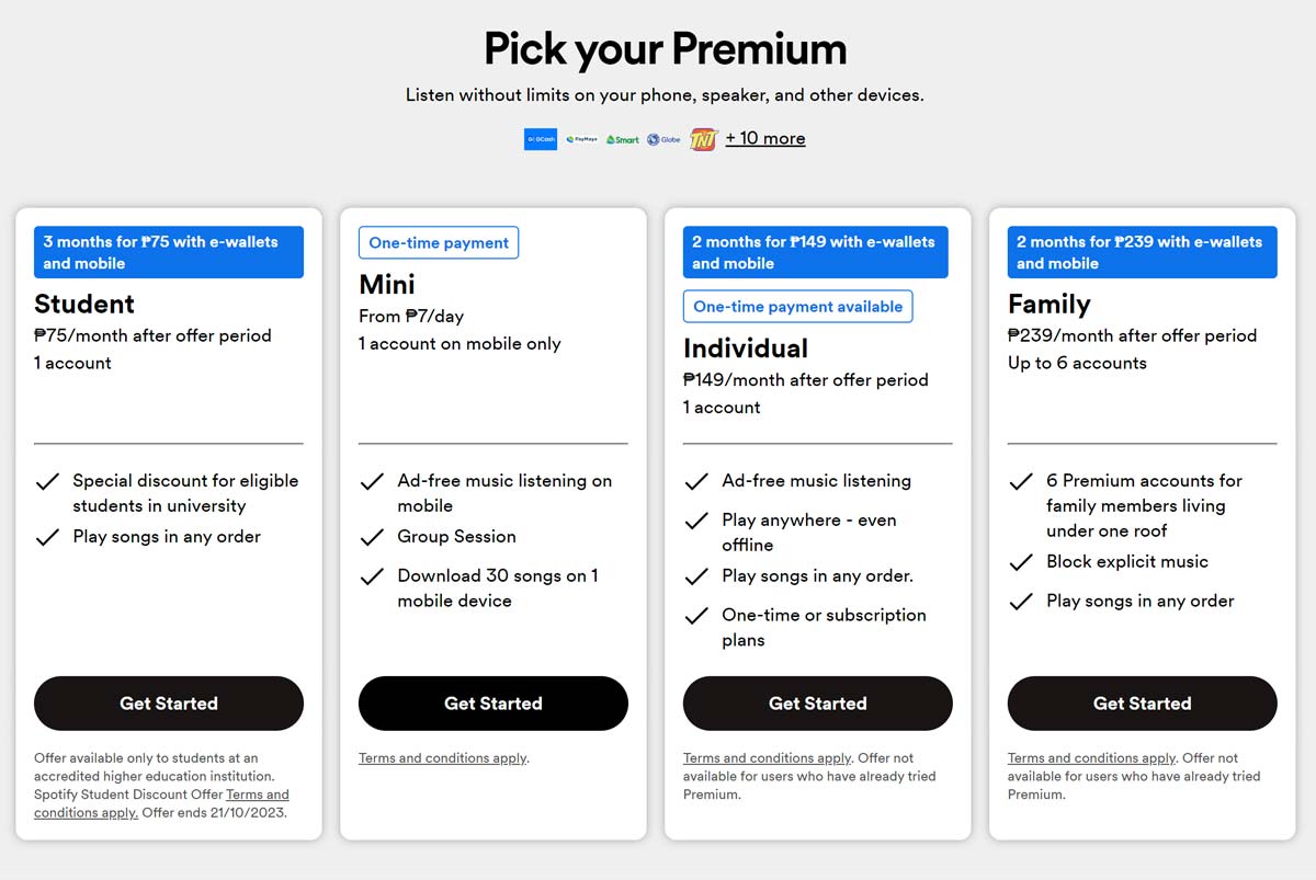 spotify premium plan price philippines