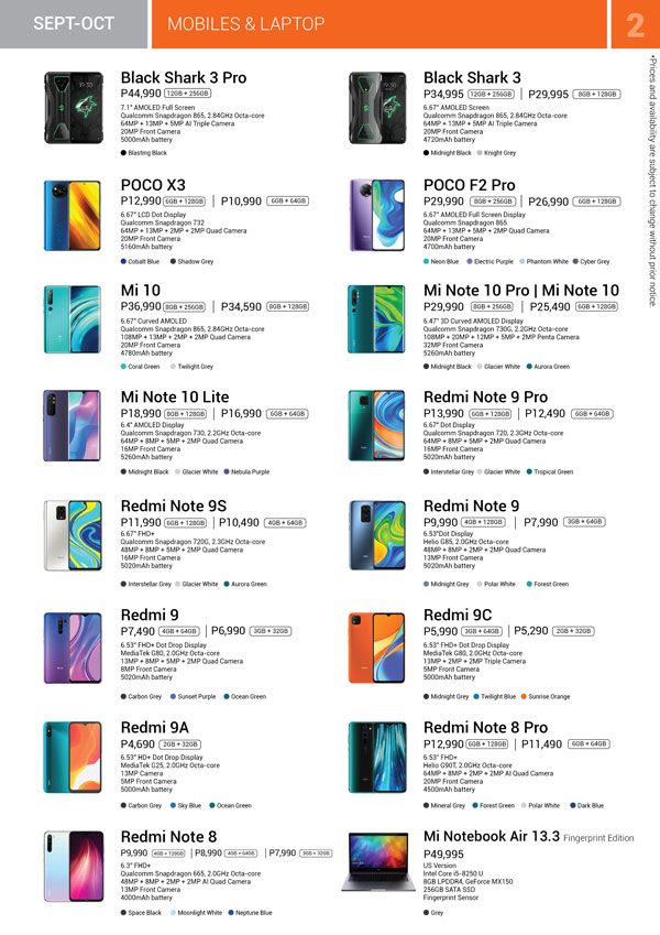 Xiaomi Mi Store Philippines Brochure Sept to Oct